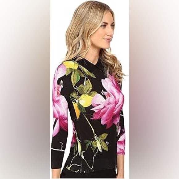Ted Baker Tops - Ted Baker Merilie Citrus Bloom Floral Sweater Black
